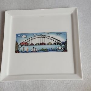 Guritno Art Austrailian Squidinki Sydney Harbour Bridge Porcelain Canapé Plate
